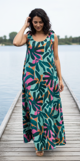 Robe longue avec noeuds aux épaules 119€