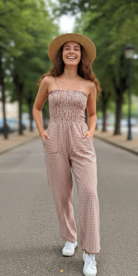Combi pantalon bustier smocks 99€